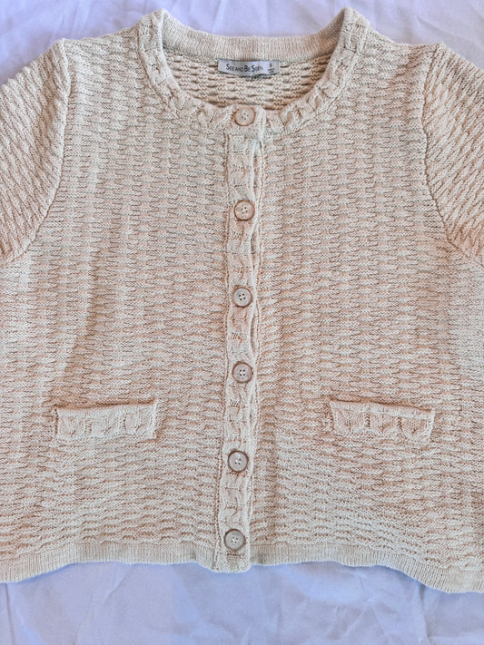 Cream Pearl Button Up Sweater